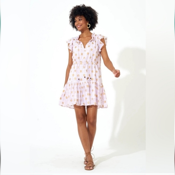 Oliphant Dresses & Skirts - Oliphant Cinched Flirty Block Print Dress Women M